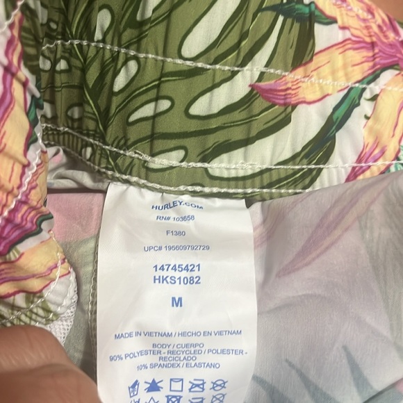 Hurley Women's Tropical Floral Athletic Shorts - Pink and Green - Picture 6 of 6